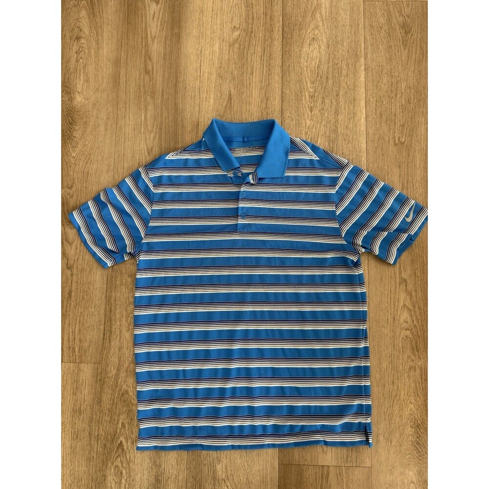 Nike Golf Men’s Medium Dri Fit Polo Blue White Striped
